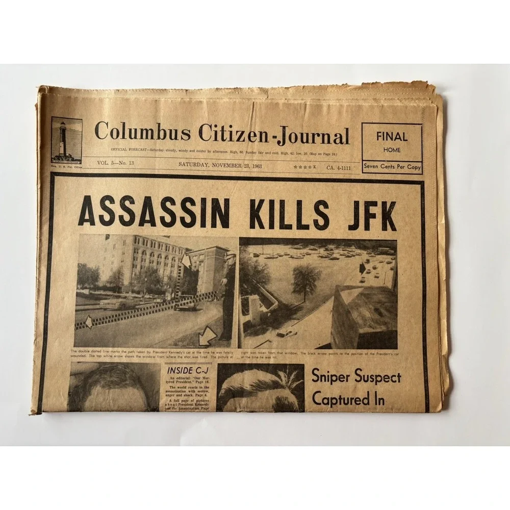 Columbus Citizen-Journal November 25, 1963 JFK Assassination Headline